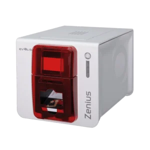 Evolis Zenius Expert, einseitig, 12 Punkte/mm (300dpi), USB, Ethernet, Contactless, rot