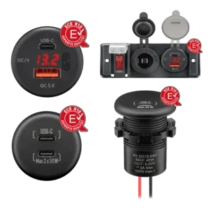 Switch Panel mit integriertem USB-Einbaucharger mit LED - offene Kabelenden